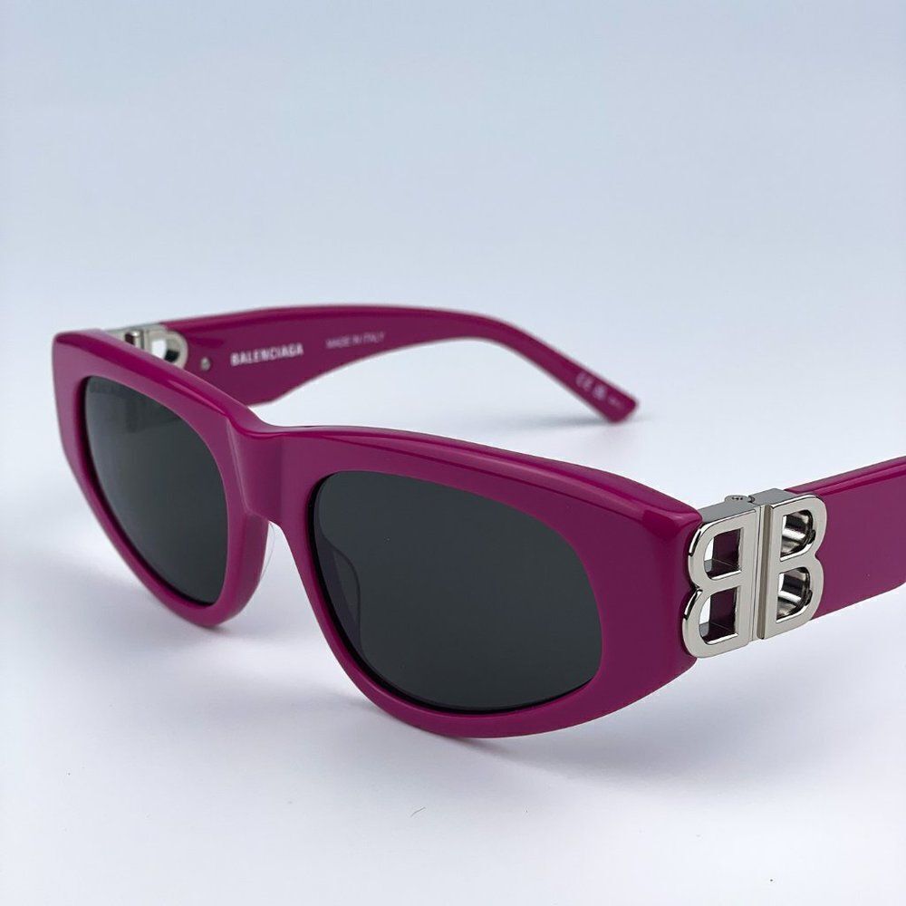 NEW Balenciaga BB0095S 017 Fuchsia Pink Silver Grey Cat Eye Unisex Sunglasses - Picture 10 of 13